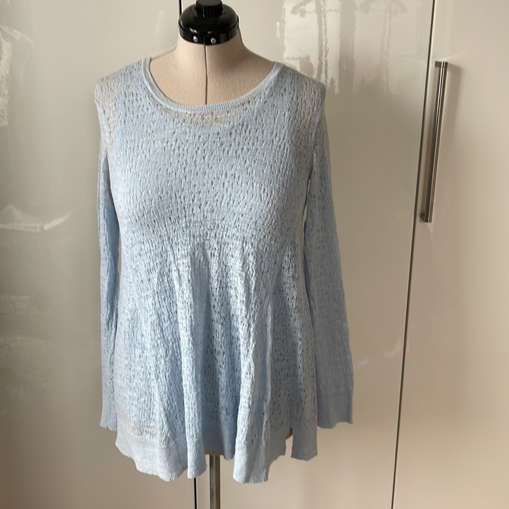 Top with Long Sleeves in Light Blue Size-Medium NWOT